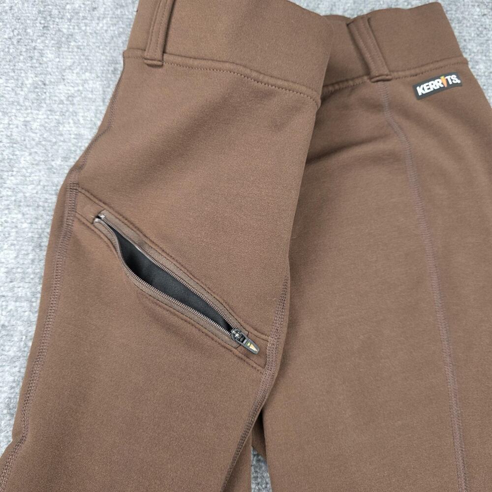 Kerrits Pants Womens Large Brown Fleece Riding Leggings Knee Grip Zip Pocket - Picture 12 of 16